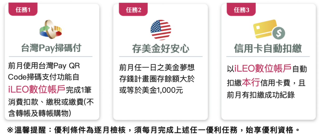 iLEO夢想帳戶任務三選一